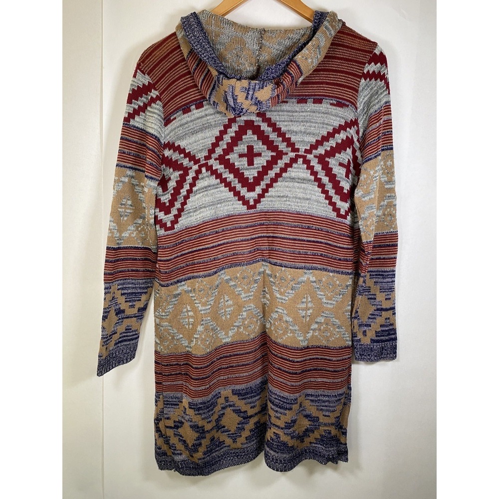 Aztec Western Hooded Cardigan Sweater Women's M Charlotte Russe USA Made - Picture 2 of 8